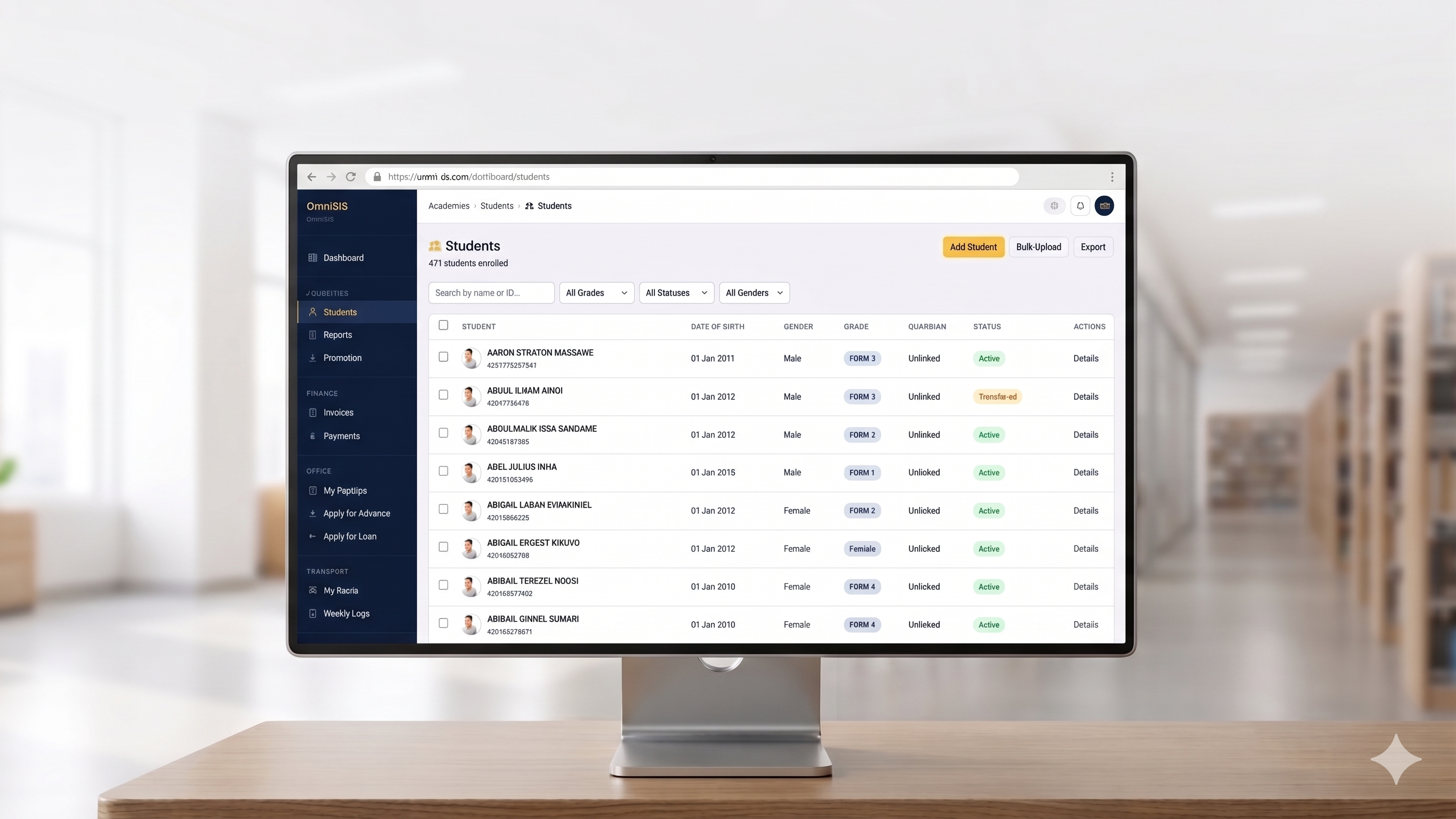 OmniSIS School Management Dashboard